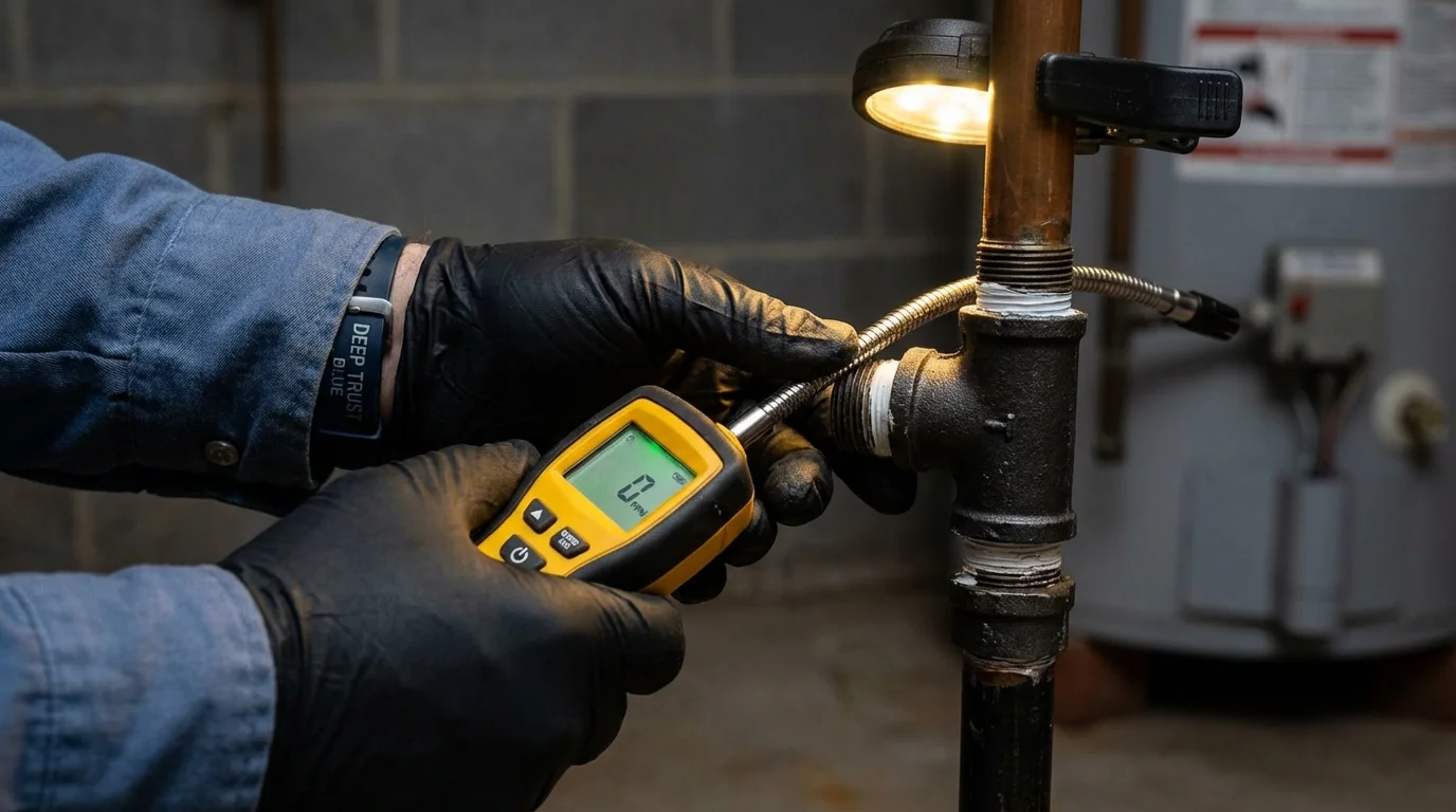 Gas leak detection with electronic sniffer by Johns Plumbing LLC in Waynesville