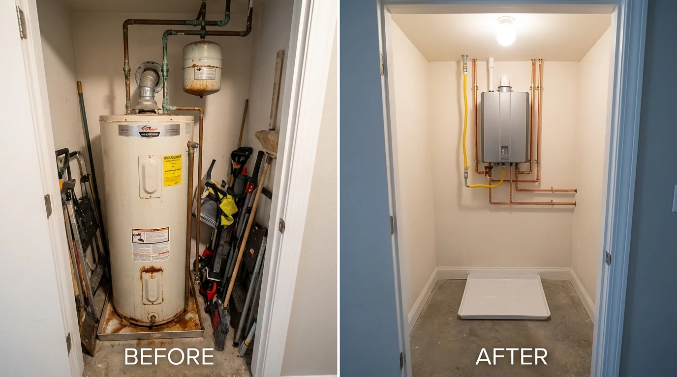 Tank water heater versus wall-mounted tankless unit comparison for Waynesville, NC homeowners