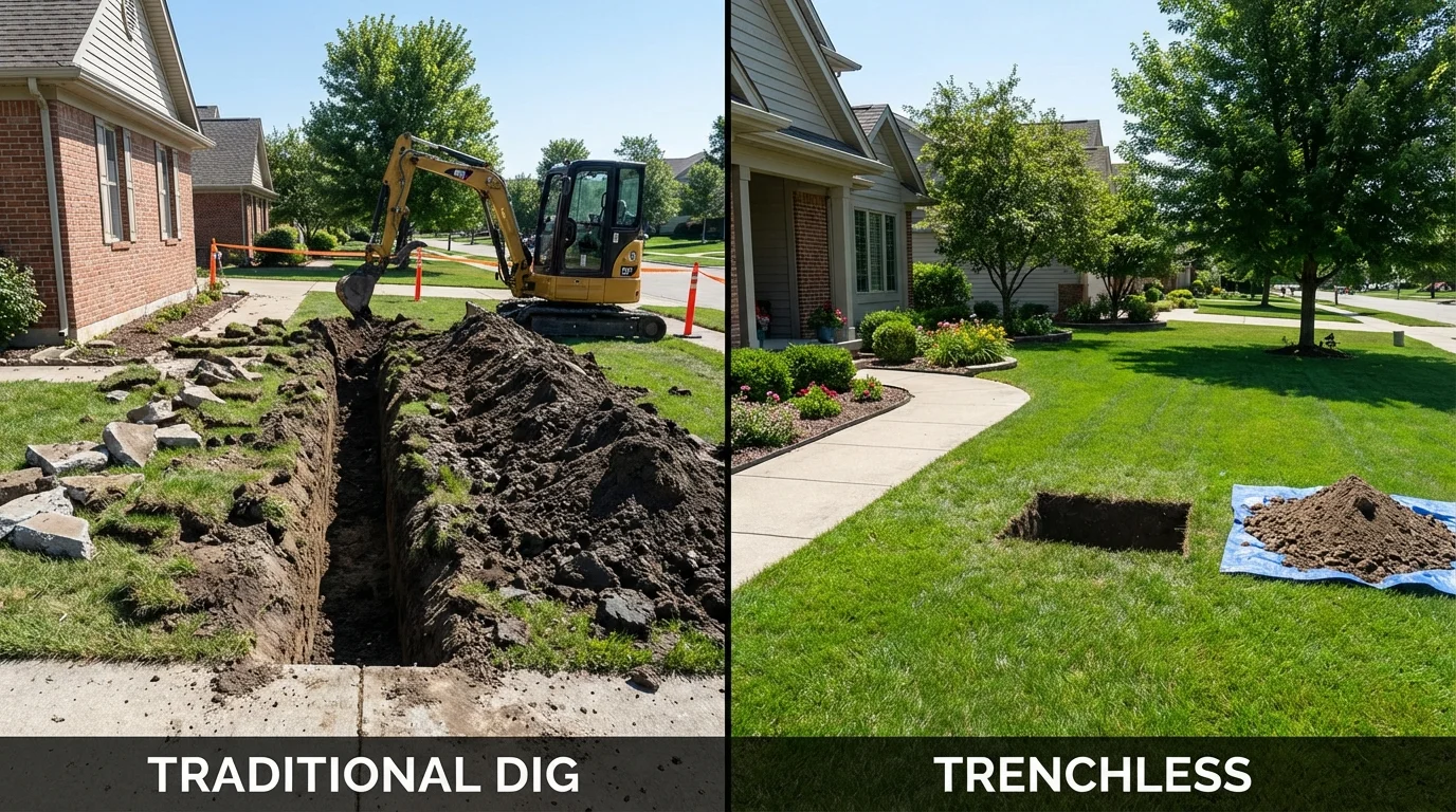 Trenchless sewer repair with minimal yard damage versus traditional excavation in Waynesville, NC